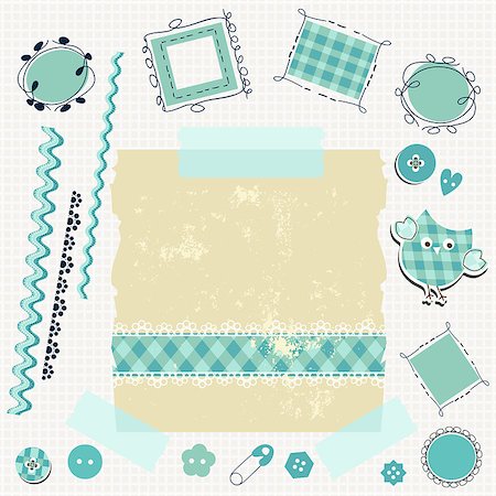 simsearch:400-06744568,k - blue scrapbook kit with cute elements Fotografie stock - Microstock e Abbonamento, Codice: 400-06748126