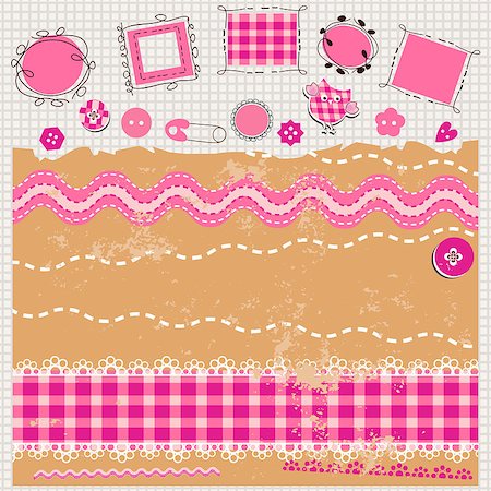 pink scrapbook kit with cute elements Photographie de stock - Aubaine LD & Abonnement, Code: 400-06748127