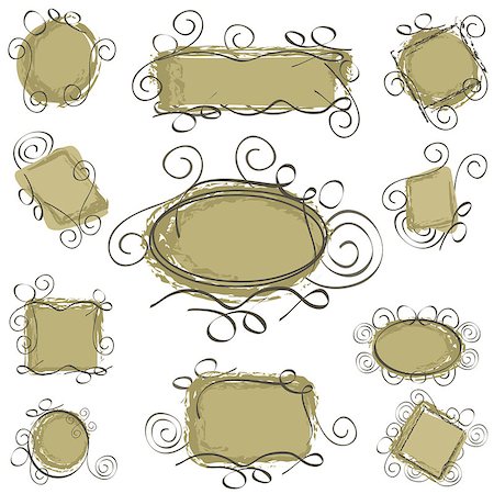 simsearch:400-07105878,k - simple swirl doodle frames pack Stockbilder - Microstock & Abonnement, Bildnummer: 400-06748123