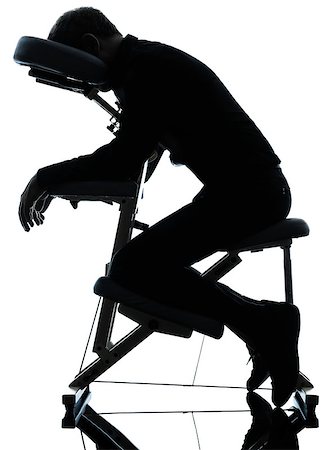 full body massage - one man on chair massage in silhouette studio on white background Foto de stock - Super Valor sin royalties y Suscripción, Código: 400-06748154