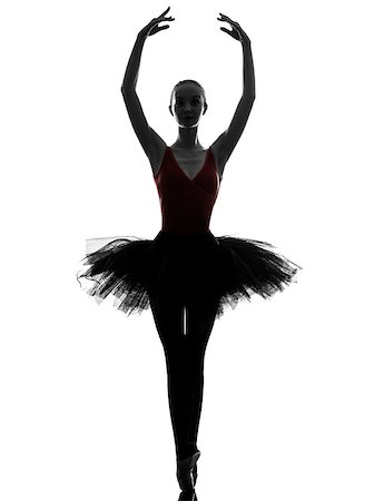 simsearch:400-06750140,k - one caucasian young woman ballerina ballet dancer dancing with tutu in silhouette studio on white background Stock Photo - Budget Royalty-Free & Subscription, Code: 400-06748168