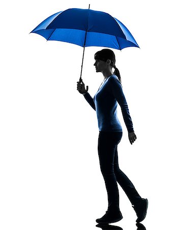 silhouette girl with umbrella - one caucasian woman holding umbrella  in silhouette studio isolated on white background Stock Photo - Budget Royalty-Free & Subscription, Code: 400-06748301