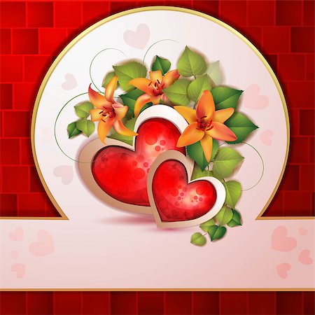 Valentine's day card with beautiful flowers Stock Photo - Budget Royalty-Free & Subscription, Code: 400-06748340