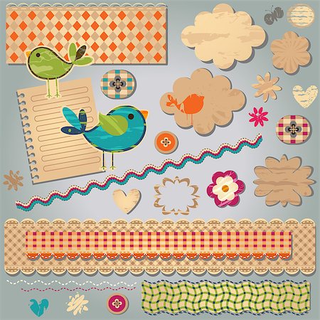 cute colorful textured design elements for scrapbook Stock Photo - Budget Royalty-Free & Subscription, Code: 400-06748503