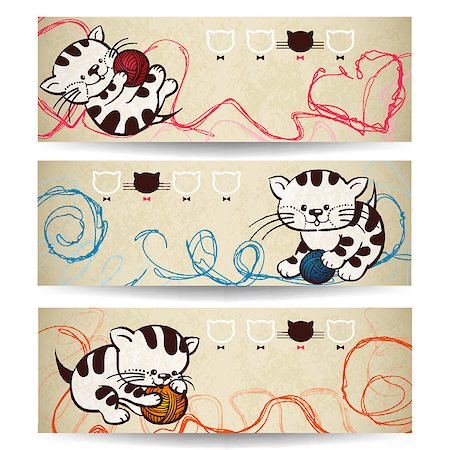 simsearch:400-04871184,k - Set of vector banners - cartoon kittens Photographie de stock - Aubaine LD & Abonnement, Code: 400-06748572