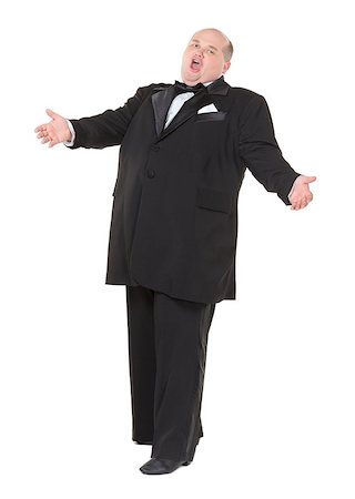 fat man in suit - Very overweight cheerful businessman, on white background Stock Photo - Budget Royalty-Free & Subscription, Code: 400-06748587