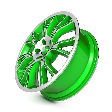 simsearch:400-04000869,k - Green Car Rim. Isolated on White Background. Stockbilder - Microstock & Abonnement, Bildnummer: 400-06748680