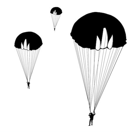 sky-diver (male) - jumper, black and white silhouettes vector illustration Stock Photo - Budget Royalty-Free & Subscription, Code: 400-06748728