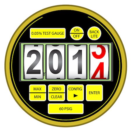 simsearch:400-05304897,k - 2014 New Year modern digital gas manometer isolated on white background Stockbilder - Microstock & Abonnement, Bildnummer: 400-06748729