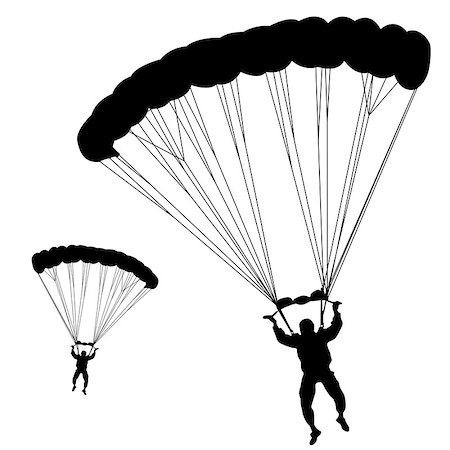 sky-diver (male) - jumper, black and white silhouettes vector illustration Stock Photo - Budget Royalty-Free & Subscription, Code: 400-06748730