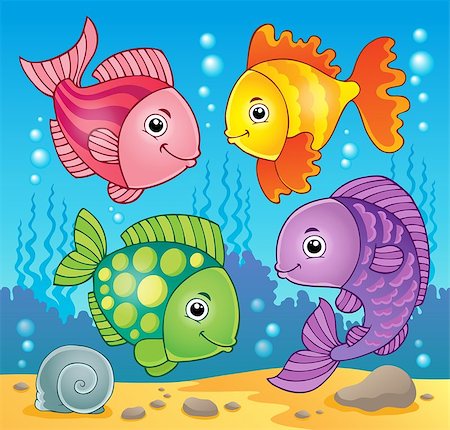 drawing of sea fish - Fish theme image 5 - eps10 vector illustration. Foto de stock - Super Valor sin royalties y Suscripción, Código: 400-06749070