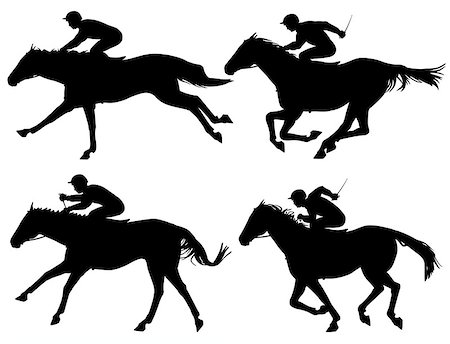 Editable vector silhouettes of racing horses with horses and jockeys as separate objects Photographie de stock - Aubaine LD & Abonnement, Code: 400-06749251
