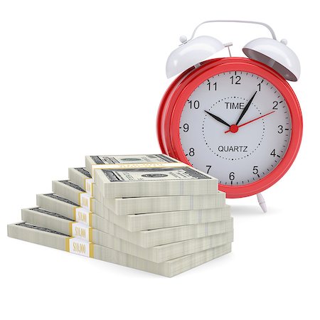 Stacks of dollars and a red alarm. Isolated render on a white background Stock Photo - Budget Royalty-Free & Subscription, Code: 400-06749386