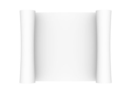 scroll parchments - Scroll of white paper. Isolated render on a white background Stock Photo - Budget Royalty-Free & Subscription, Code: 400-06749419