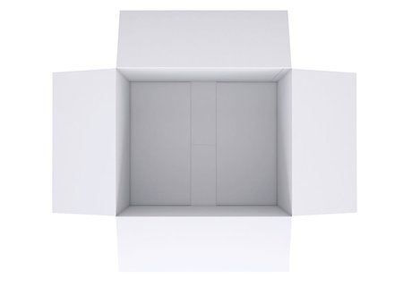 Open white cardboard box. Isolated render on a white background Stock Photo - Budget Royalty-Free & Subscription, Code: 400-06749425
