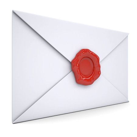 seal document - White envelope with a red seal. Isolated render on a white background Stock Photo - Budget Royalty-Free & Subscription, Code: 400-06749421