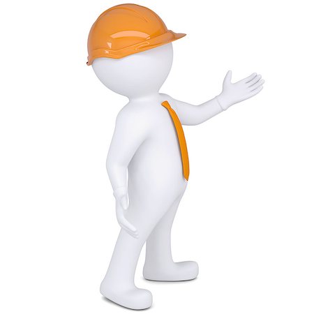 3d white man in helmet points hand. Isolated render on a white background Photographie de stock - Aubaine LD & Abonnement, Code: 400-06749475