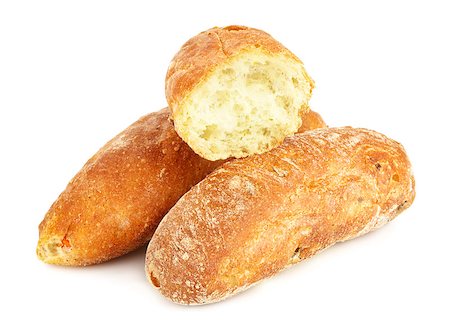 some ciabatta (italian bread), isolated on white background Stock Photo - Budget Royalty-Free & Subscription, Code: 400-06749503