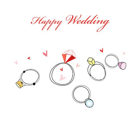 Greeting card with wedding rings and hearts on a white background Stock Photo - Budget Royalty-Free & Subscription, Code: 400-06749512
