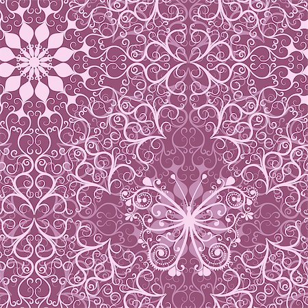simsearch:400-06080425,k - Pink lacy vintage seamless pattern with mandala and butterfly (vector) Stock Photo - Budget Royalty-Free & Subscription, Code: 400-06749656