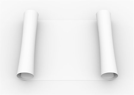scroll parchments - Scroll of white paper. Isolated render on a gray background Stock Photo - Budget Royalty-Free & Subscription, Code: 400-06749848