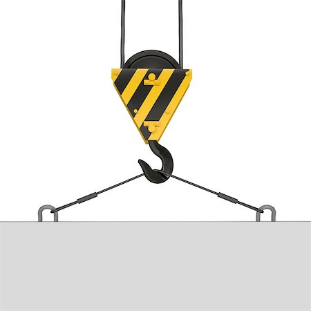 simsearch:400-04364211,k - Crane hook lifts the white plate. Isolated render on a white background Photographie de stock - Aubaine LD & Abonnement, Code: 400-06749855