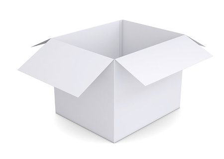 shipping box isolated - Open white cardboard box. Isolated render on a white background Stock Photo - Budget Royalty-Free & Subscription, Code: 400-06749851