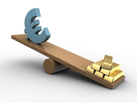 debt scales - 3d illustration of euro and golden bricks seesaw Stock Photo - Budget Royalty-Free & Subscription, Code: 400-06749941