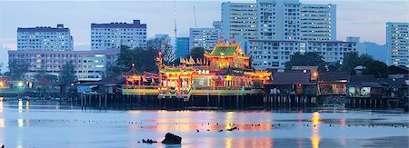 penang - Hean Boo Thean Temple in Georgetown Penang Malaysia at Blue Hour Panorama Photographie de stock - Aubaine LD & Abonnement, Code: 400-06740021