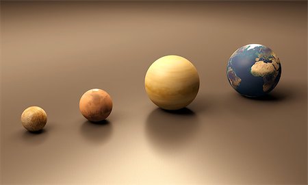 simsearch:400-06766471,k - A rendered size-comparison sheet between the Planets Mercury, Mars, Venus and Earth. Stock Photo - Budget Royalty-Free & Subscription, Code: 400-06740023