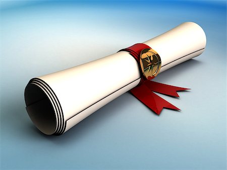 scrolled up paper - 3d illustration of ancient paper scroll, over blue background Stock Photo - Budget Royalty-Free & Subscription, Code: 400-06740096