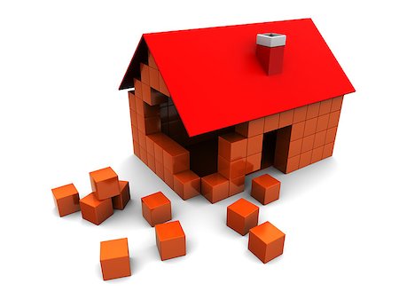 simsearch:400-06750359,k - abstract 3d illustration of house construction, over white background Photographie de stock - Aubaine LD & Abonnement, Code: 400-06740112