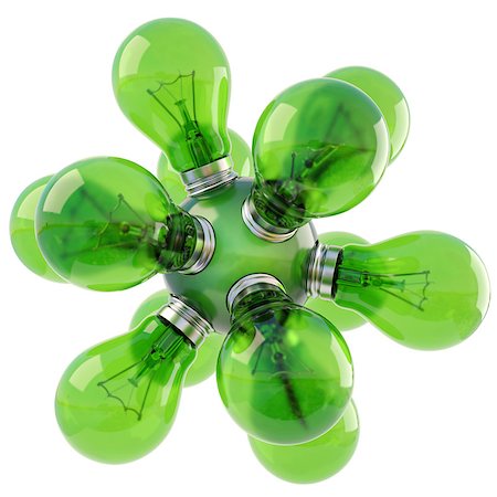 simsearch:400-04349341,k - a lot of green light bulbs. isolated on white. Photographie de stock - Aubaine LD & Abonnement, Code: 400-06740475