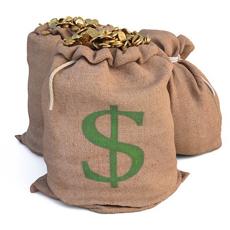 simsearch:649-06844312,k - bags with golden coins. isolated on white. Foto de stock - Royalty-Free Super Valor e Assinatura, Número: 400-06740524