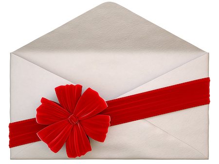 paper envelope with a red ribbon and bow. isolated on white. Stock Photo - Budget Royalty-Free & Subscription, Code: 400-06740544