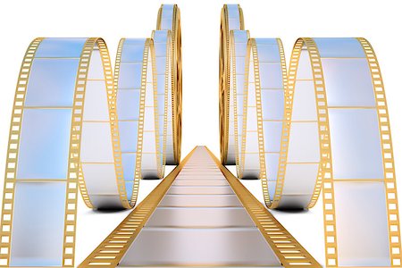 entertainment industry concepts - golden film reel. isolated on white. Stock Photo - Budget Royalty-Free & Subscription, Code: 400-06740621