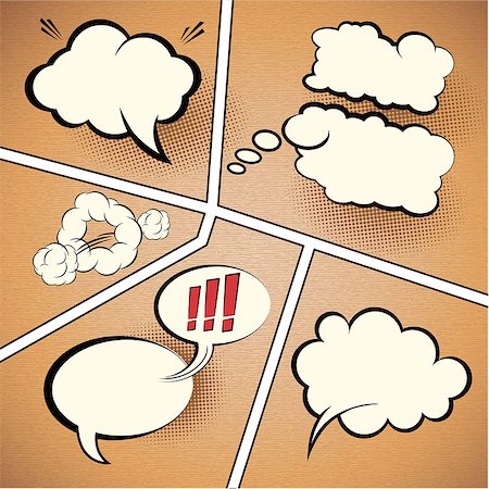 Comic Strip Speech Bubbles on textured paper, vector illustration Stock Photo - Budget Royalty-Free & Subscription, Code: 400-06740965