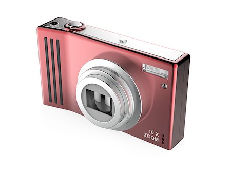 simsearch:400-06770309,k - Red digital photo camera isolated on white background Stockbilder - Microstock & Abonnement, Bildnummer: 400-06741196
