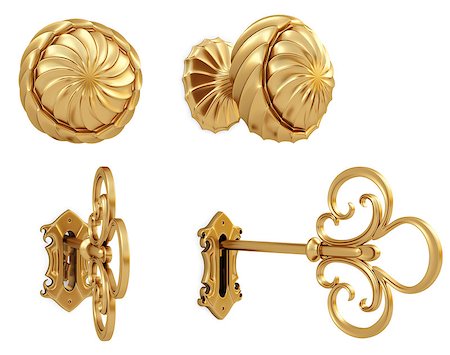 simsearch:400-04291722,k - golden door handle and the golden key. isolated on white. with clipping path. Stock Photo - Budget Royalty-Free & Subscription, Code: 400-06741390