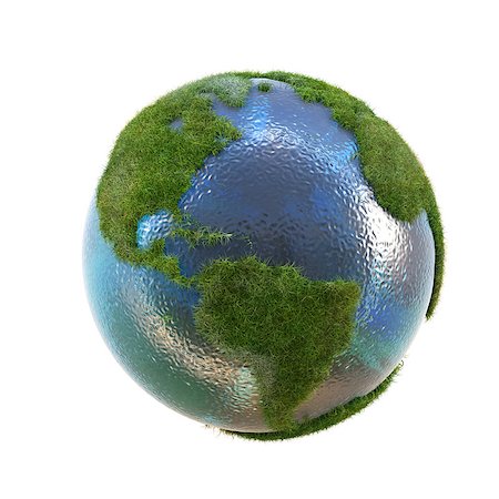 earth with the continents covered with green grass. isolated on white. Stock Photo - Budget Royalty-Free & Subscription, Code: 400-06741425