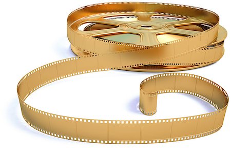 entertainment industry concepts - golden film reel. isolated on white. Stock Photo - Budget Royalty-Free & Subscription, Code: 400-06741443