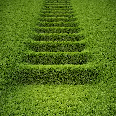 path concept nobody - stairway covered with green grass. Stock Photo - Budget Royalty-Free & Subscription, Code: 400-06741451