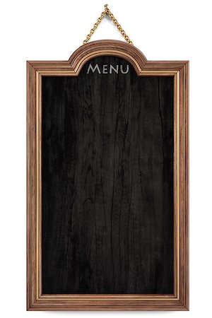 wooden menu board with golden frame. isolated on white. Stock Photo - Budget Royalty-Free & Subscription, Code: 400-06741466