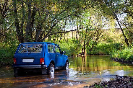 river and off road - Soviet and Russian SUV Lada Niva 4x4 in water Stock Photo - Budget Royalty-Free & Subscription, Code: 400-06741473