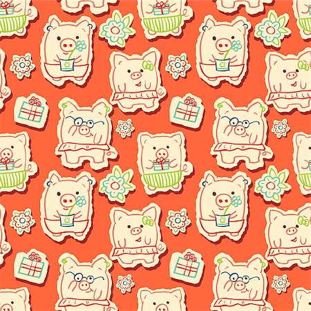 funny pictures of pigs - Seamless pattern - funny cartoon  pigs Stock Photo - Budget Royalty-Free & Subscription, Code: 400-06741592