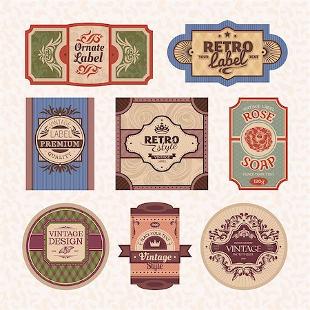 Set of vintage style labels and frames Stock Photo - Budget Royalty-Free & Subscription, Code: 400-06741765