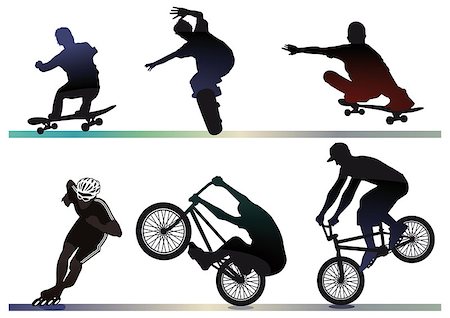 extreme bicycle vector - skaete, bike, inline artist Stock Photo - Budget Royalty-Free & Subscription, Code: 400-06741895