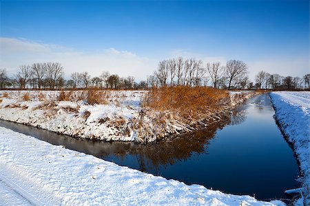 simsearch:400-07295947,k - meadows in snow and canal during winter Fotografie stock - Microstock e Abbonamento, Codice: 400-06741979