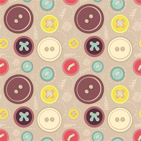 simsearch:400-08555680,k - Vintage buttons sew seamless pattern for your web design Stock Photo - Budget Royalty-Free & Subscription, Code: 400-06741994