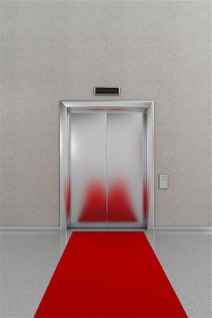 silver gate - Business lobby showing closed elevator with red carpet Stock Photo - Budget Royalty-Free & Subscription, Code: 400-06742126